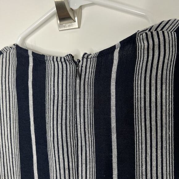 Rails Linen Jumpsuit Romper Womens XS Navy Blue Angela Mediterranean Stripe Boho - Picture 7 of 12